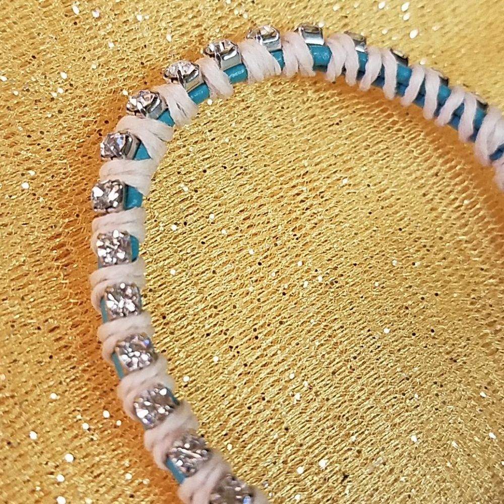 Leather Rhinestone Bracelet - Picture 2 of 5